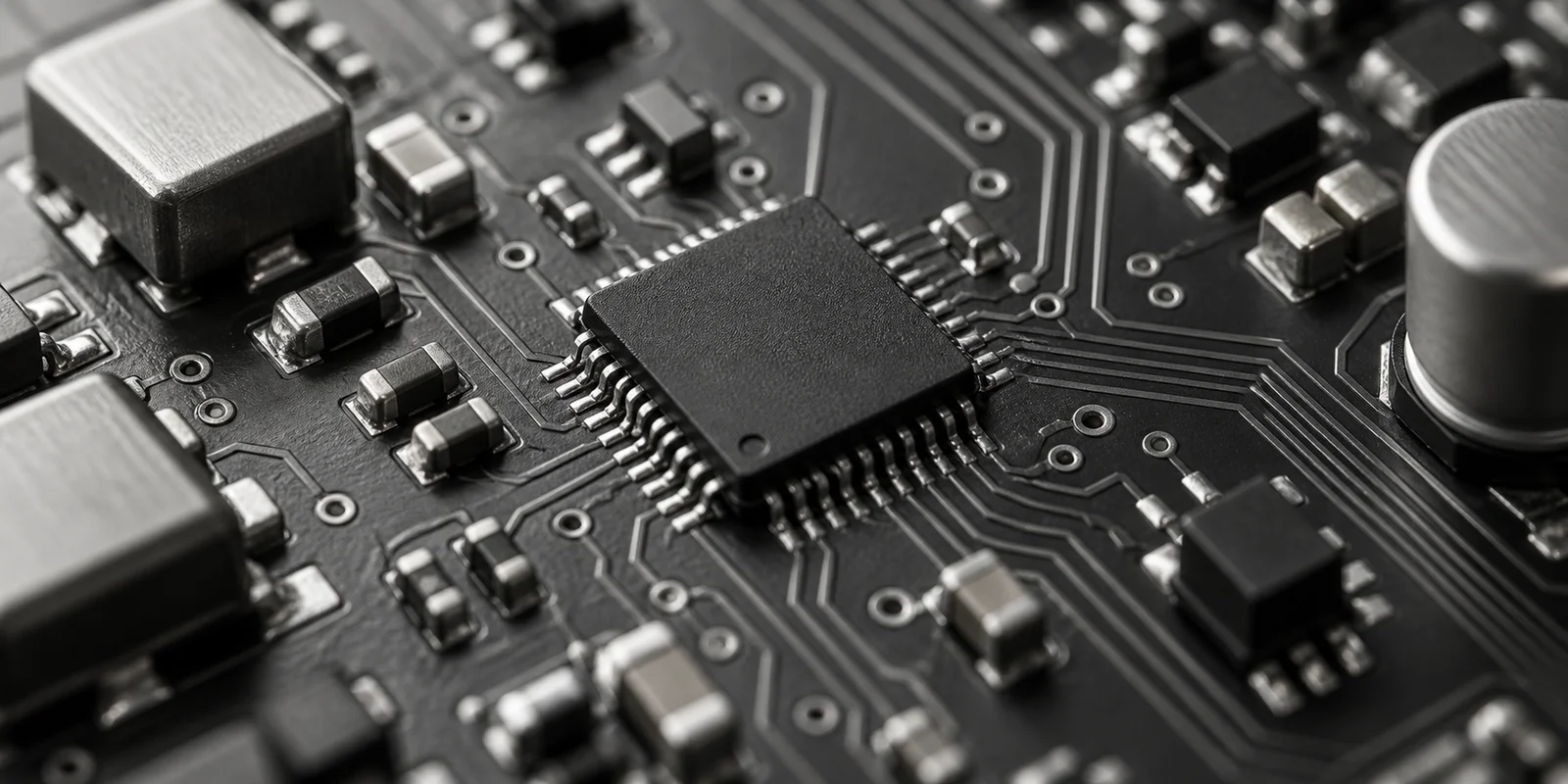Abstract monochrome circuit paths used as a temporary editorial image